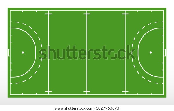 Field hockey markup.\
Outline of lines on field hockey. Green field hockey. Vector\
illustration.\
