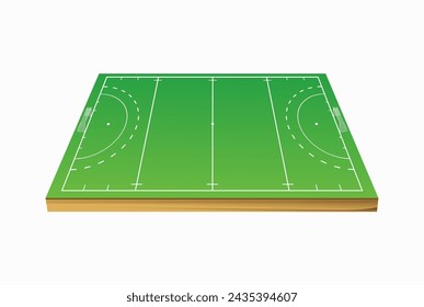 Field hockey field on white background. Vector 3d illustration