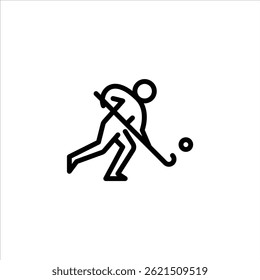 field hockey outline icon. figure stick playing sport line art illustration.