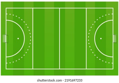 Field Hockey Pitch With Its Goals And White Line Layouts Displayed Horizontally (cut Out)