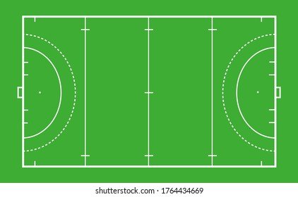 field hockey pitch top view vector illustration