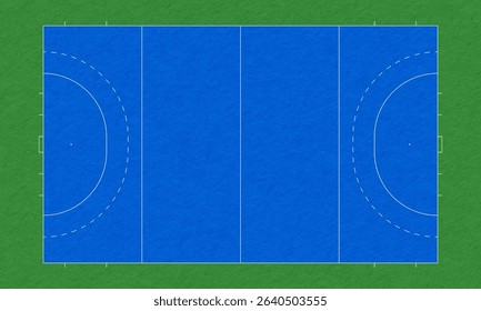 Field Hockey Pitch Top View Diagram Vector Illustration