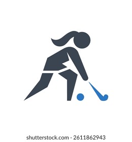 Field Hockey Player Icon On White Background
