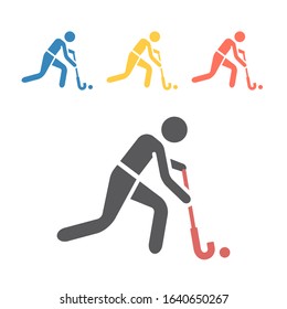Field Hockey player icon. Vector signs for web graphics