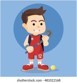 field hockey player illustration design