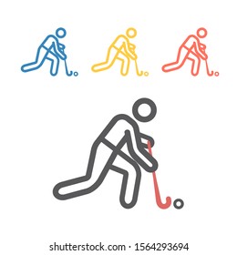 Field Hockey player line icon. Vector signs for web graphics