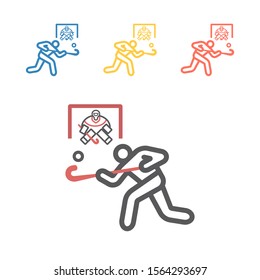 Field Hockey player line icon. Vector signs for web graphics