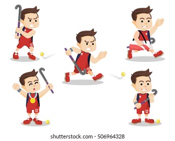 field hockey player set