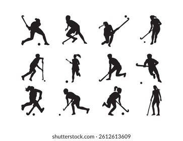 Field Hockey Player vector bundle, Field Hockey Player clipart, Field Hockey Player silhouette.	