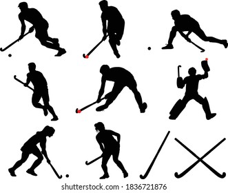 Field hockey silhouette vector illustration 