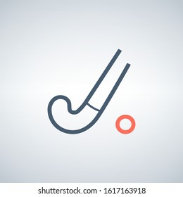 field hockey sport and ball equipment. Stock vector illustration isolated on white background
