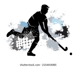 Field Hockey Sport Graphic With Dynamic Background.