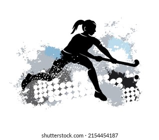 Field hockey sport graphic with dynamic background. - Shutterstock ID 2154454187