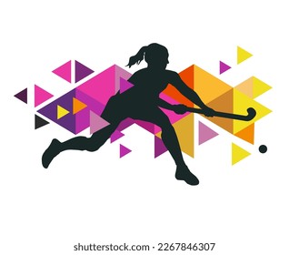 Gráfica deportiva de hockey sobre hierba para uso como plantilla de volante o para uso en diseño web.