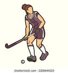 Vector gráfico de acción del jugador deportivo de hockey de campo