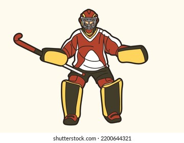 Field Hockey Sport Player Goalkeeper Action Graphic Vector