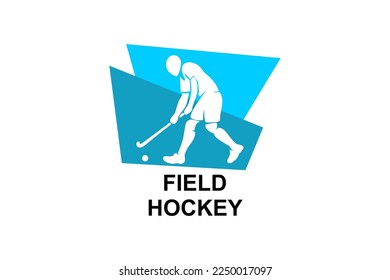 field hockey sport vector line icon  an athlete playing field hockey  sport pictogram  vector illustration 