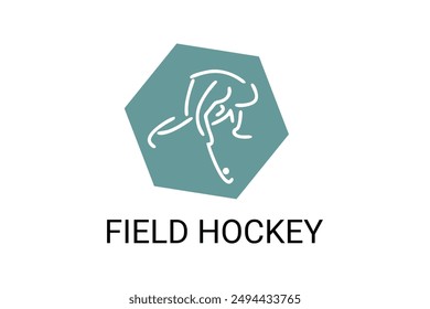 field hockey sport vector line icon. an athlete playing field hockey. sport pictogram, vector illustration.
