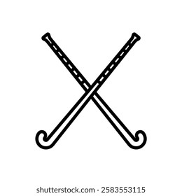 Field Hockey Stick Crossed Line Art Sport Icon Design. Vector Illustration