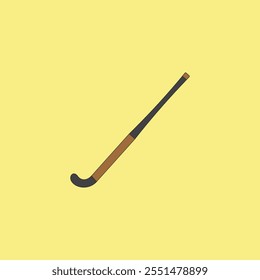 Field hockey stick vector illustration on yellow background. Sport equipment