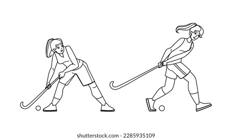 field hockey vector  ball sport  grass competition  game stick  action pitch  stadium team  turf player field hockey character  people Illustration