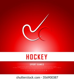 Field Hockey White Red Freehand Sketch Graphic Design Vector Illustration EPS10 