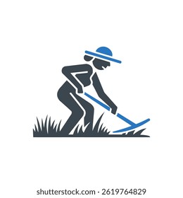 Field Hoeing Agriculture Icon Isolated On White Background