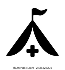 Field Hospital Icon - Solid Black Glyph Icons For Emergency Management