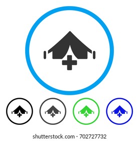 Field Hospital rounded icon. Vector illustration style is a flat iconic symbol inside a circle, black, gray, blue, green versions. Designed for web and software interfaces.
