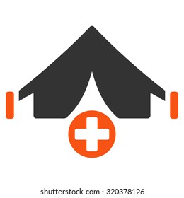 Field Hospital vector icon. Style is bicolor flat symbol, orange and gray colors, rounded angles, white background.