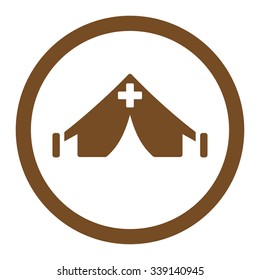 Field Hospital vector icon. Style is flat rounded symbol, brown color, rounded angles, white background.