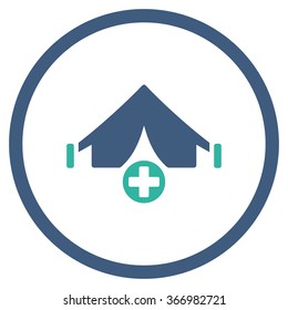 Field Hospital vector icon. Style is bicolor flat circled symbol, cobalt and cyan colors, rounded angles, white background.