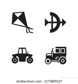 field icon. 4 field vector icons set. tractor, archery and kite icons for web and design about field theme