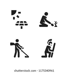 field icon. 4 field vector icons set. farmer, warrior and solar panel icons for web and design about field theme