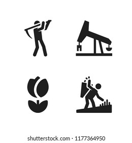 field icon. 4 field vector icons set. oil extractor, farmer and tulip icons for web and design about field theme