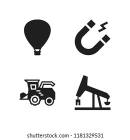field icon. 4 field vector icons set. oil extractor, hot air balloon and magnet icons for web and design about field theme