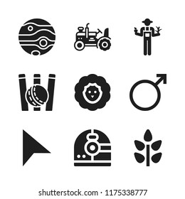 field icon. 9 field vector icons set. tractor, cricket and farmer icons for web and design about field theme