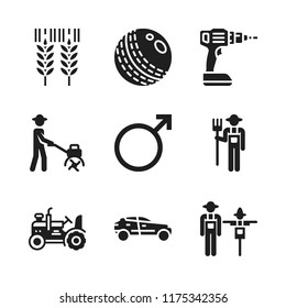 field icon. 9 field vector icons set. drill, farmer and crossover icons for web and design about field theme