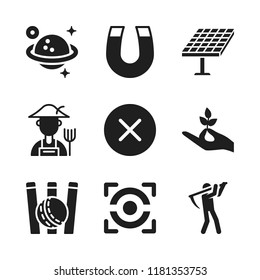 field icon. 9 field vector icons set. focus, multiply and farmer icons for web and design about field theme