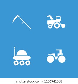 Field icon. collection of 4 field filled icons such as tractor. editable field icons for web and mobile.