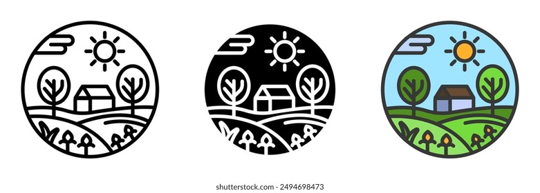 The Field icon depicts open, grassy areas used for agriculture or recreation. It symbolizes wide spaces, natural beauty, and the productivity of the land.