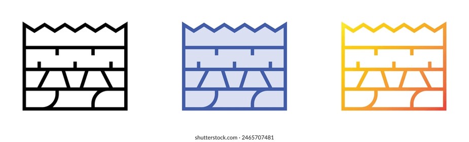 icono de campo. Diseño de estilo de relleno lineal, azul y degradado aislado sobre fondo blanco