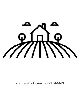 field icon or modern line symbol. Vector line art and icon design with bold outline. Black and white Pixel Perfect minimalistic symbol isolated white background. Silhouette simple thin sign
