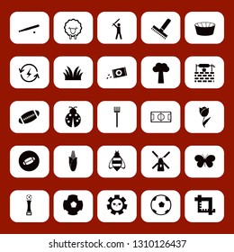 field icon set with butterfly, crop and ladybug vector illustration