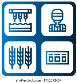 field icon set. Collection of Seeder, Referee, Wheat, Scoreboard icons