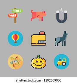 field icon set. vector set about magnet, drilling, pig and donkey icons set.