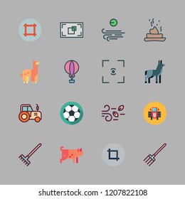 field icon set. vector set about tractor, crop, alpaca and pig icons set.