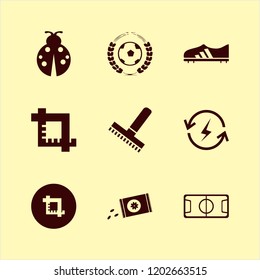 field icon. field vector icons set football stadium, sowing seeds, football shoe and football game