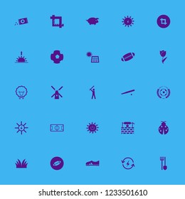 field icon. field vector icons set rugby ball, tulip, water well and solar panel