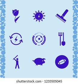 field icon. field vector icons set rugby ball, pig, tulip and football game